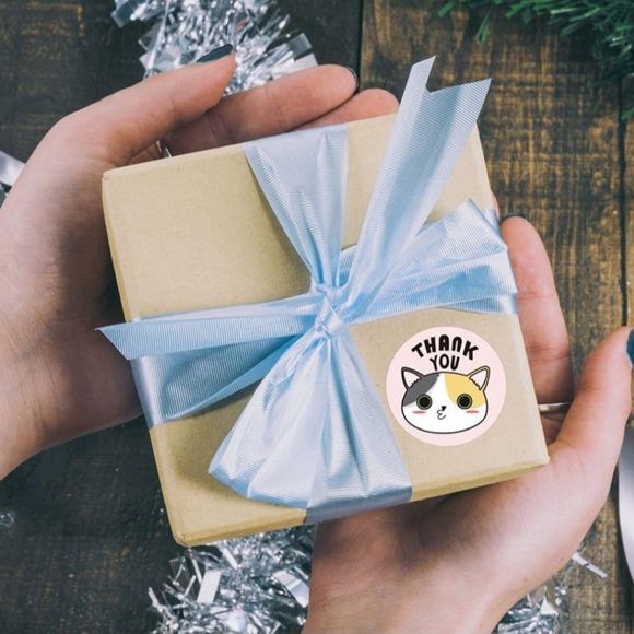 100 THANK YOU Stickers 8 Cat Designs 1" - Picture 5 of 6